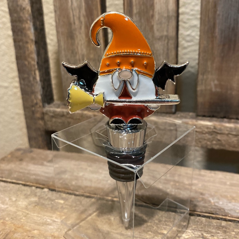 Halloween Gnome Wine Bottle Stopper, Halloween Bat Gnome Wine Bottle Stopper